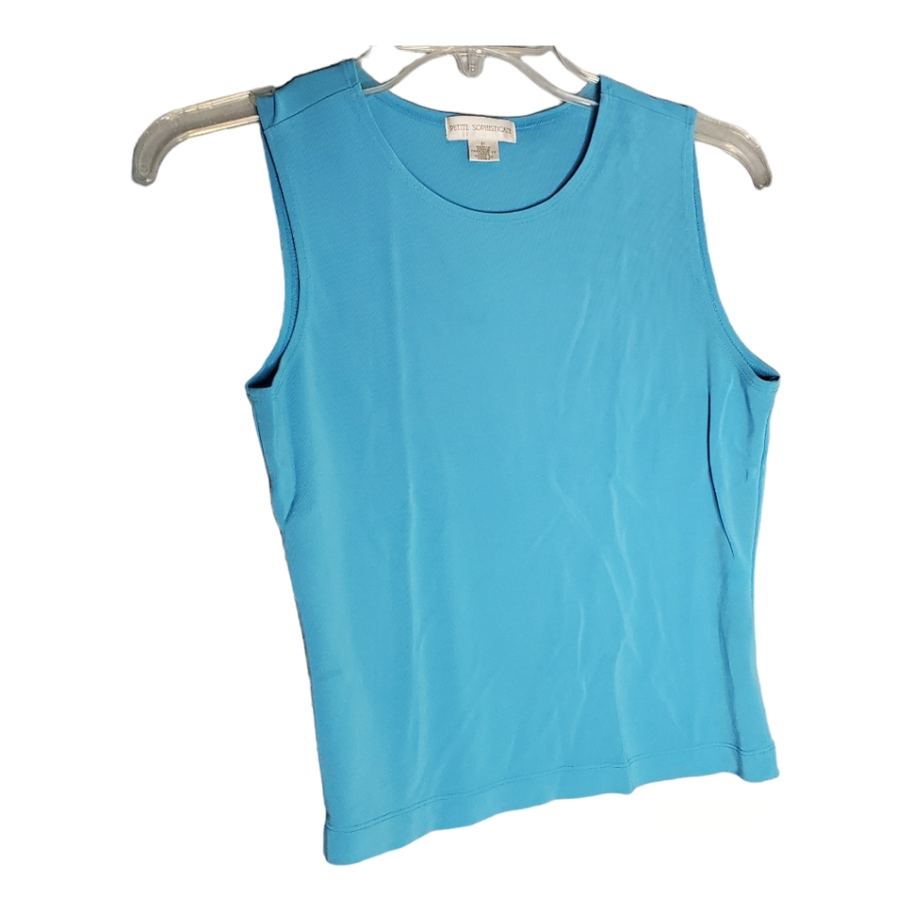 Petite Sophisticate  blue top size P
